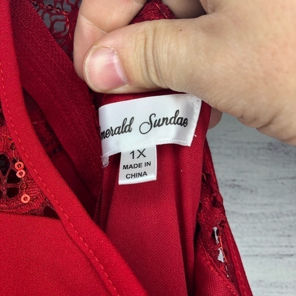 NWT Emerald Sundae Red Lace Mini Dress Sz 1X - Picture 5 of 5